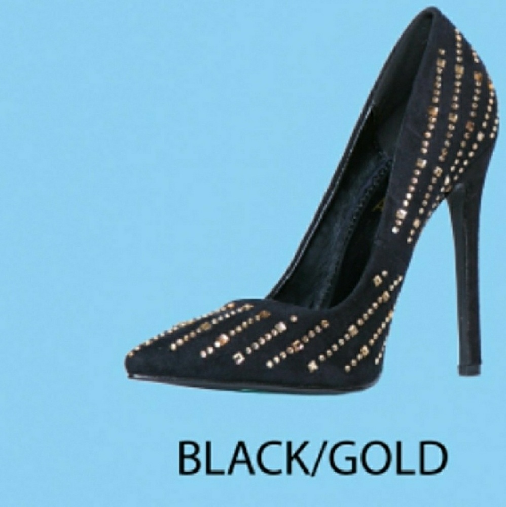 FIRM‼️Black Embellish Studded Rhinestone Stiletto - Picture 4 of 4